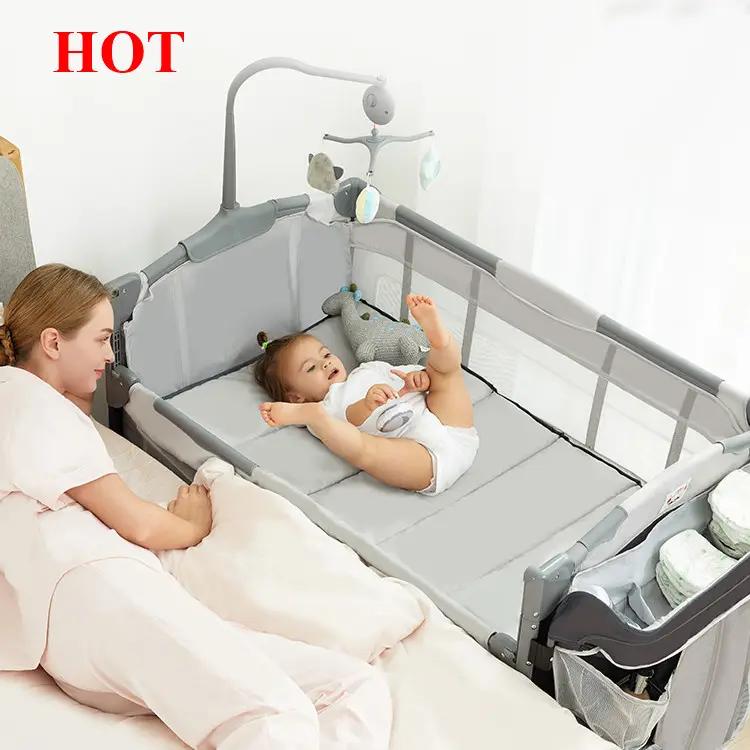 현대 실내 야외 휴대용 쉬운 접이식 방수 접이식 Playard 범퍼 아기 침대 아기 놀이 유아용 침대