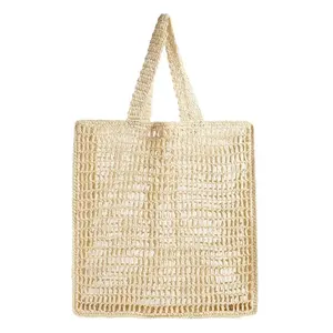 Primavera estate spiaggia scava fuori borsa a tracolla Lady Grid paglia Tote stile rurale tessuto grande capacità Shopping Handbag