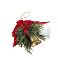 Décoration de Noël Premium : Nouvelles clochettes brillantes blanches et dorées avec nœud en velours – Fournisseur en gros