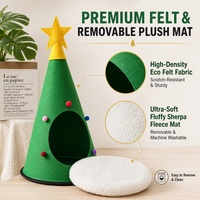 Tente pour animaux de compagnie en feutre, pliable, pour chien, grotte pour chat, lit chaud pour chat avec pompons, décoration d'hiver, cadeau