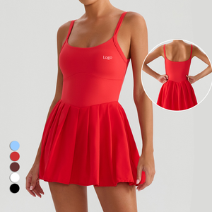 Aangepaste Dames Mode Oefenjurk Mouwloze Vierkante Hals Anti-Blootstelling Tennisrok Voor Wedstrijden - Product Image 1