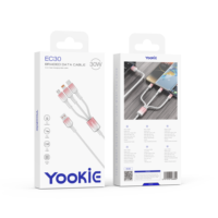 Kabel Data Pengisian Cepat YooKiE EC30 TPE Nylon Braided Gradient 30W 3-in-1 Type-C USB-A ke 3-in-1 1M untuk Ponsel dan Power Bank