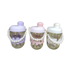 Vaso de agua de cristal con cadena de perlas y letras, portátil, bonito, ideal para el verano, regalo, superventas de fábrica - Product Image 6