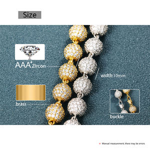Toplu toptan Hip Hop pirinç 10mm elmas 18k altın kaplama <span class=keywords><strong>Mrice</strong></span> kaplamalı zirkon boncuk kolye kadın erkek takı - Product Image 6