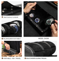 Boîte de rangement pour montres en cuir véritable Crazy Horse, style rétro, couleur café foncé, pratique pour l'extérieur, 3 emplacements, avec coussinets coulissants, pour voyage