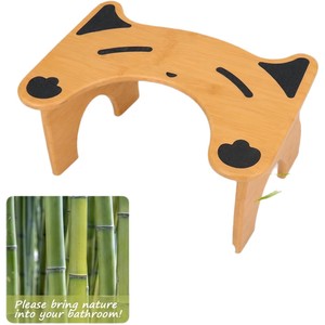 Asiento de inodoro para niños de bambú, taburete de madera maciza para aumentar la altura, para uso en el baño - Product Image 1