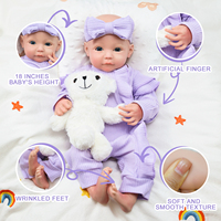 Poupée Bébé Reborn Hyperréaliste en Silicone Plein Corps de 45 cm (18 Pouces) – Jouet Doux et Modèle Éducatif pour Filles, Idéal pour le Bricolage et la Mode