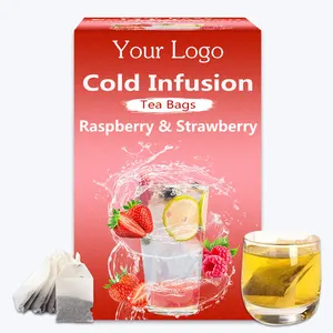 Thé à Infusion froide biologique thé glacé thé aux fruits secs à la framboise et à la fraise