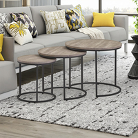 Nouvelle conception 2026, quantité minimale de commande 30 pièces, ensemble de tables gigognes rondes modernes et simples, nouveau design d'usine avec plateau en MDF et pieds en métal pour l'ameublement intérieur dans le salon