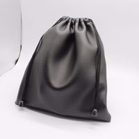 Pochette de luxe écologique réutilisable en cuir PU noir souple, nouveau style, sac à cordon pour boucles d'oreilles, colliers et cadeaux