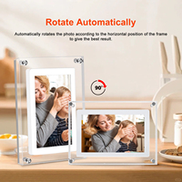 Cadre photo numérique en acrylique AMABOO 7 pouces, écran LCD, port USB-C, carte mémoire 8 Go, prise en charge MP4/MP3, résolution 720x1080, lecture vidéo
