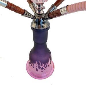 Mirror Finish Metal Hookah Set Glass Look 2 Hose <b>Portable</b> Shisha Pipe for <b>Bar</b> Lounge Use - Product Image 4