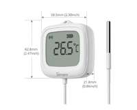 Aismartlink SONOFF SNZB-02LD Capteur de température étanche Zigbee avec sonde en acier inoxydable de 1,5 m, écran LCD