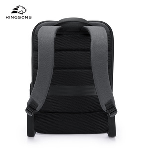 Kingsons Men's Business <b>Backpack</b> Grey Water Resistant Laptop <b>Compartment</b> Shoulder Straps For Business Travel - Product Image 3