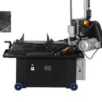Scie à ruban horizontale et verticale robuste, machine à découper multi-angles pour métal avec système de refroidissement et base mobile pour atelier