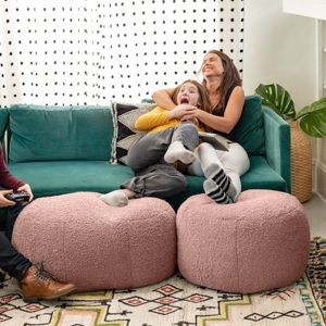 DB Jaxx Ellis Grand pouf en peluche faux-agneau rose pouf en peau de mouton pour un design d'intérieur moderne - Product Image 5