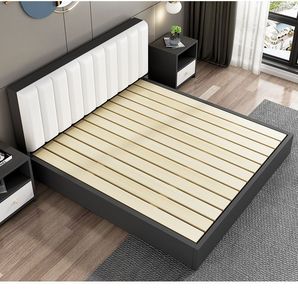 Cama Individual, Matrimonial, Queen Size y King Size 2023, de Cuero Sintético y Madera Maciza, Económica, Elegante y Suave, con Colchón, para Hotel, Alquiler o Apartamento - Product Image 5