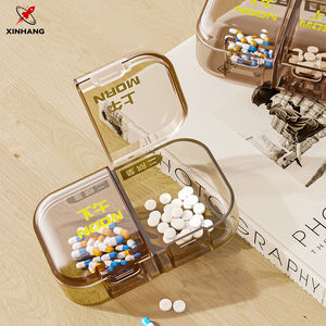 XinHang AM/PM Caja de dosificación Caja de pastillas semanal Contenedor de pastillas de viaje hermético Estuche de almacenamiento de tabletas de plástico altamente transparente - Product Image 6