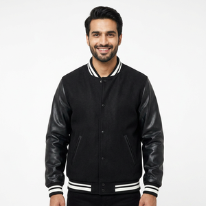 Veste universitaire pour hommes de haute qualité personnalisée PU Patchwork blanc unisexe Baseball CollegeBaseballjacket pour hommes - Product Image 1