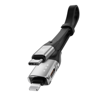 Cable de Carga 3 en 1 Tipo-C de 8 Pines TPE, Carga Rápida Simultánea, Transferencia de Datos de Alta Velocidad para Teléfono Móvil IOS, Computadora Portátil, PC, Cámara