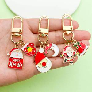 Christmas Keychain Bulk Cute Cartoon Alloy Pendant Set with Christmas <b>Tree</b> Santa Bell Snowflake for Gift Decoration - Product Image 2