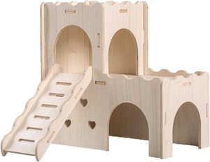 Cage de refuge pour hamsters-une <span class=keywords><strong>cabane</strong></span> <span class=keywords><strong>en</strong></span> bois pour hamsters et autres petits animaux, équipée <span class=keywords><strong>d</strong></span>'une échelle <span class=keywords><strong>d</strong></span>'escalade - Product Image 1