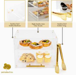 Etalase akrilik bening kue kering dapat dilepas dengan <span class=keywords><strong>2</strong></span> nampan roti komersial yang dapat dilepas untuk Roti Makanan Penutup - Product Image 3