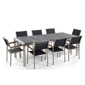 स्टेनलेस स्टील आउटडोर पैटियो गार्डन डाइनिंग टेबल और कुर्सी फर्नीचर सेट - Product Image 1