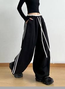 Eleganti Pantaloni <span class=keywords><strong>Cargo</strong></span> <span class=keywords><strong>Blu</strong></span> Casual da <span class=keywords><strong>Donna</strong></span>, Vita Alta, Vestibilità Ampia, Chiusura con Coulisse, Impermeabili, Tinta Unita, 100% Cotone - Product Image 3