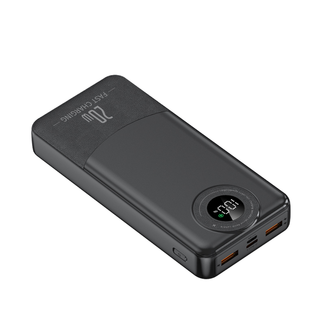 Portable slim power bank PD with LED display 20W fast charging USB-C output high capacity 10,000-20,000 mah.
