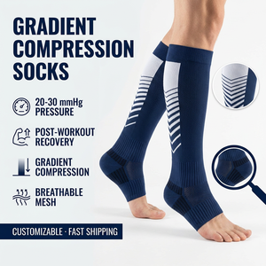 Chaussettes de compression de récupération en gros à pression dégradée, manchon de jambe athlétique en maille respirante, logo personnalisé - Product Image 1