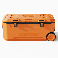 Glacière Orange Grande Capacité 160L – Boîte Isotherme Innovante pour Camping en Plein Air avec Ouverture par le Dessus