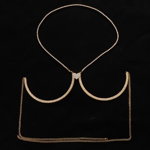 2023 Top mode femmes <span class=keywords><strong>corps</strong></span> bijoux strass orné soutiens-gorge chaîne collier Double pendentif <span class=keywords><strong>coeur</strong></span> pour fête mariage plage - Product Image 2