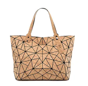 Bolsa de cortiça diamante para mulheres, sacola de maquiagem eco-friendly, biodegradável, bolsa de ombro ajustável, bolsa de mão