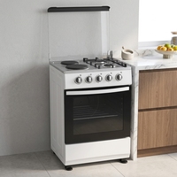 Cuisinière à gaz et électrique avec four, 2 brûleurs, 2 plaques chauffantes, cuisinière autonome pour la maison, l'appartement, la cuisson et la pâtisserie