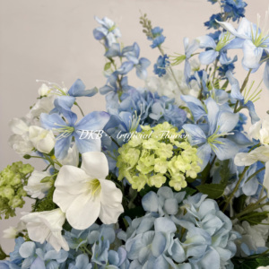 Boule de fleurs bleues réalistes faites à la main en gros, décoration d'événements de mariage, centre de table en soie artificielle, <span class=keywords><strong>rose</strong></span>, Thanksgiving, remise de diplôme - Product Image 6