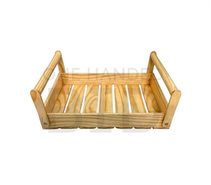 Cesta de madera natural con asas laterales para almacenamiento de estilo rural Uso en el hogar Decoración de eventos o presentación de fiestas Proveedor indio - Product Image 1