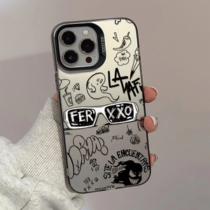 Coque de téléphone anti-choc givrée beige avec motif graffiti et collage d'autocollants pour <span class=keywords><strong>iPhone</strong></span> 17/16/15/14 Pro Max, Accessoires mobiles - Product Image 3