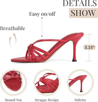 Sandales à talons ouvertes à bout rond pour femmes, design à lanières, talons aiguilles pour femmes, à porter au bureau