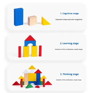 Jeu de construction créatif en bois pour enfants, 40 pièces colorées, blocs de construction à petites particules, puzzle de forme, animaux, nature - Product Image 3