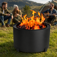Brasero d'extérieur en acier noir robuste à double paroi, moderne et minimaliste, à faible émission de fumée, pour la vente en gros