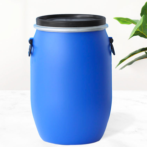 Tambor de Plástico Químico de HDPE de 60L con Brida y Abrazaderas Redondas de Hierro Azul - Product Image 3