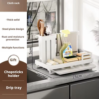 Support de rangement pour évier de cuisine avec plateau de vidange support de chiffon de lavage éponge multifonctionnelle brosse de lavage de vaisselle étendoir