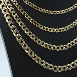 Duyizhao Nouvelle Mode en Acier Inoxydable 316L Plaqué Or 10K Chaîne Cubaine Deux Tons Pave Collier Bijoux