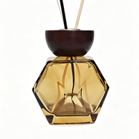 Bouteille vide pour diffuseur à bâtonnets, personnalisée en usine, en verre ambré facetté, avec bouchon à vis, finition givrée, emballage personnalisé, logo et couleur, 100ml 200ml