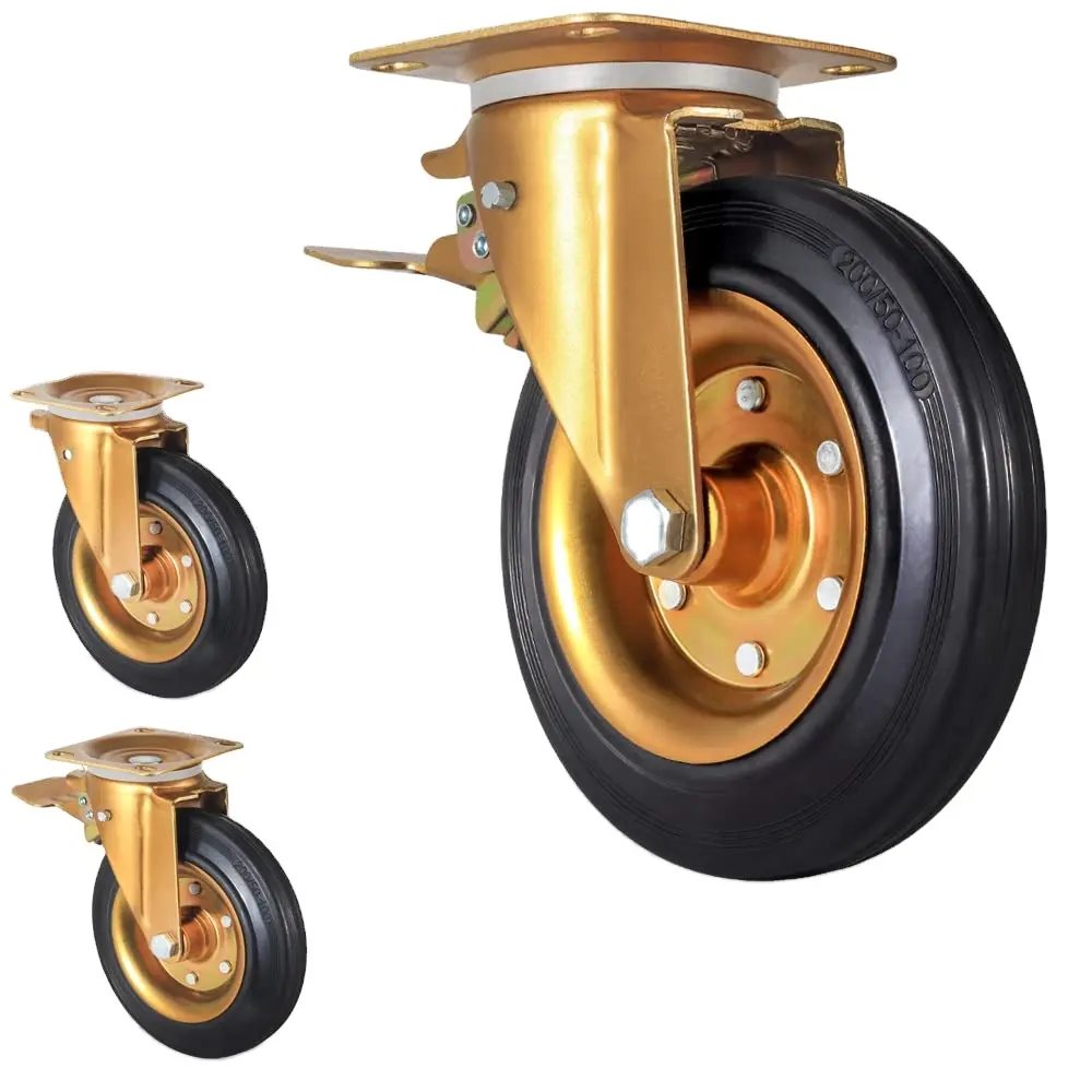 8 pouces extérieur roue universelle caoutchouc solide propre roue de poussée roulettes industrielles fabricant de roues