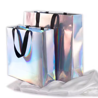 Sacs en papier cadeau de luxe personnalisés, imprimés CMJN, recyclables, biodégradables, avec feuille d'or/d'argent holographique, plusieurs styles