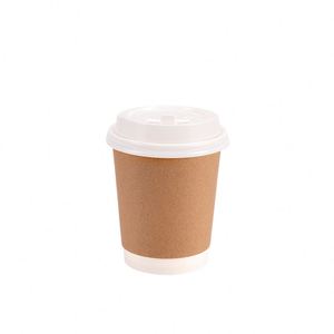 Vaso de Café de Papel Kraft de Doble Pared Negro Biodegradable Desechable con Impresión de Logotipo Personalizado y Tapas de Plástico - Product Image 4