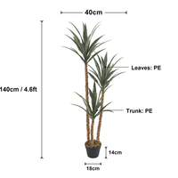 Plante artificielle Yucca moderne personnalisée en PE, toucher réel, 3 tiges, pour décoration de salon, plante d'intérieur en pot