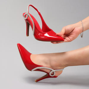 Zapatos de Tacón con Pedrería para Mujer, Punta en Pico, para Fiesta, Graduación, Post-Boda, Sandalias con Tira Trasera, Versátiles para Banquetes - Product Image 2